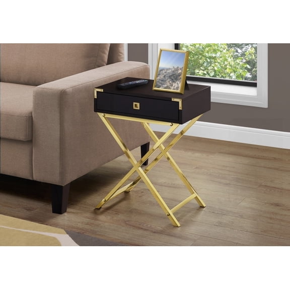 Spacious Rectangular Table with Gold Metal Legs & Drawer|Living Room, Bedroom