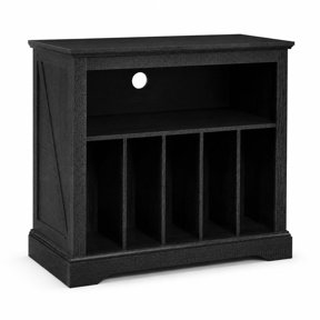 Spacious Rustic Record Player Console, 31.5 Inch Vinyl Turntable Stand, Black