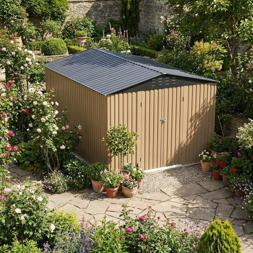 Merridale Secure Unit Spacious & Secure Storage Solution - 10x12 FT Outdoor Metal Storage ...