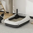 thumbnail image 1 of Spacious Semi Enclosed Cat Litter Box with Splash Guard Design and Shovel, Large Size 18.9x12.6x4.72in, 1 of 6
