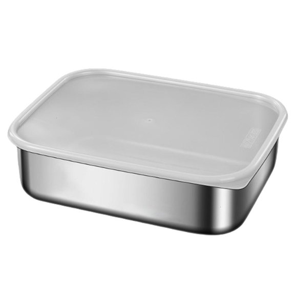 Spacious Stainless Steel Food Storage Container Multipurpose Household Lunch Box Handheld Crisper with See Through Lid
