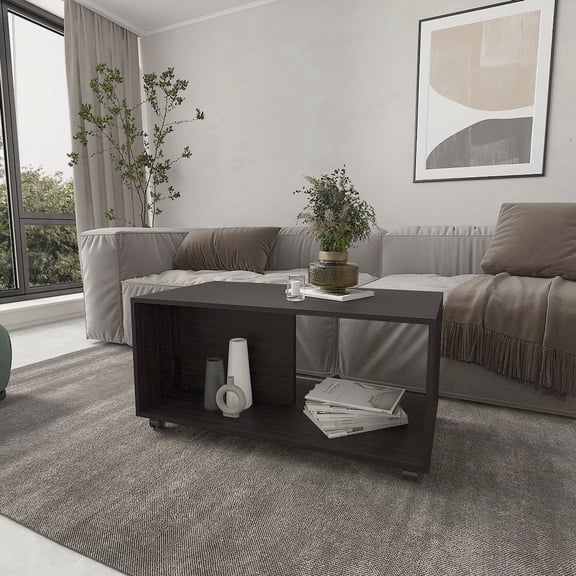 Spacious Storage Coffee Table with Scratch-Resistant Melamine|16.6"x31.5"x17.7"