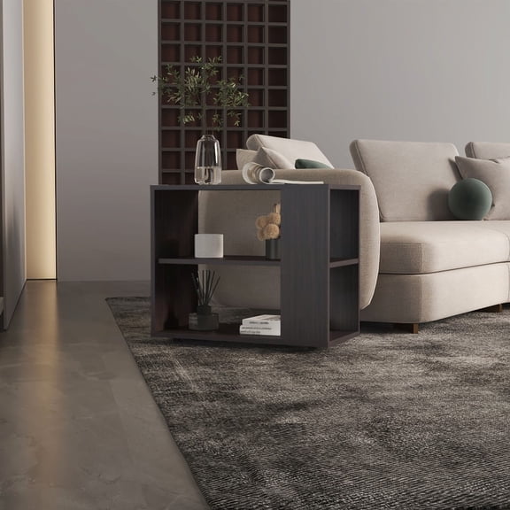 Spacious Storage & Elegant Design Side Table - 19.7" High, Black