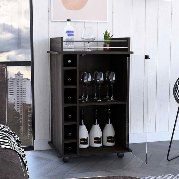 Spacious Top Surface, Metal Rail | Cocktail Making, Bottle Storage