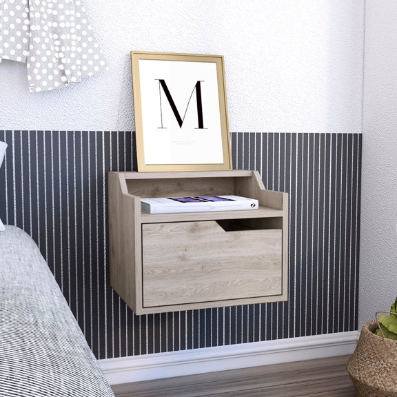 Spacious Two-Tiered Nightstand / Floating End Table for Bedroom