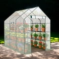 thumbnail image 1 of Spacious White Walk-in Greenhouse, PE Cover with Side Windows, 12-tier Storage Shelf Design, Portable Plant Growing House for Indoor Backyard Garden Plant Care, 1 of 12