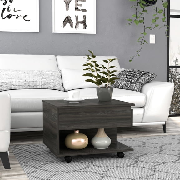 Spacious lift top coffee table / Used in primary living area / Shelf storage and rectangular shape
