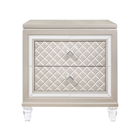 Spacious storage drawers / Champagne nightstand for bedside essentials