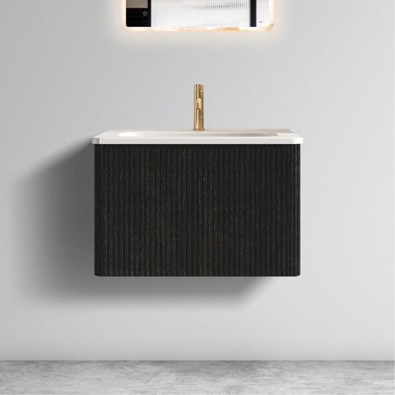 Spacious storage & fashionable striped finish - Modern bathroom vanity for organized essentials