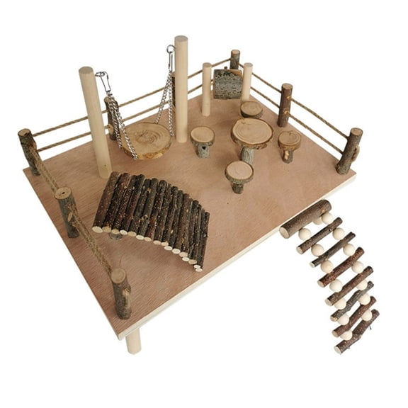 Spaciously Wood Hamster Swing Climbing Set Perfect for Ensuring Entertainment