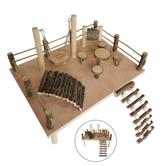 Spaciously Wood Hamster Swing Climbing Set Perfect for Ensuring Hours of Entertainment and Exercise for Curious Hamster