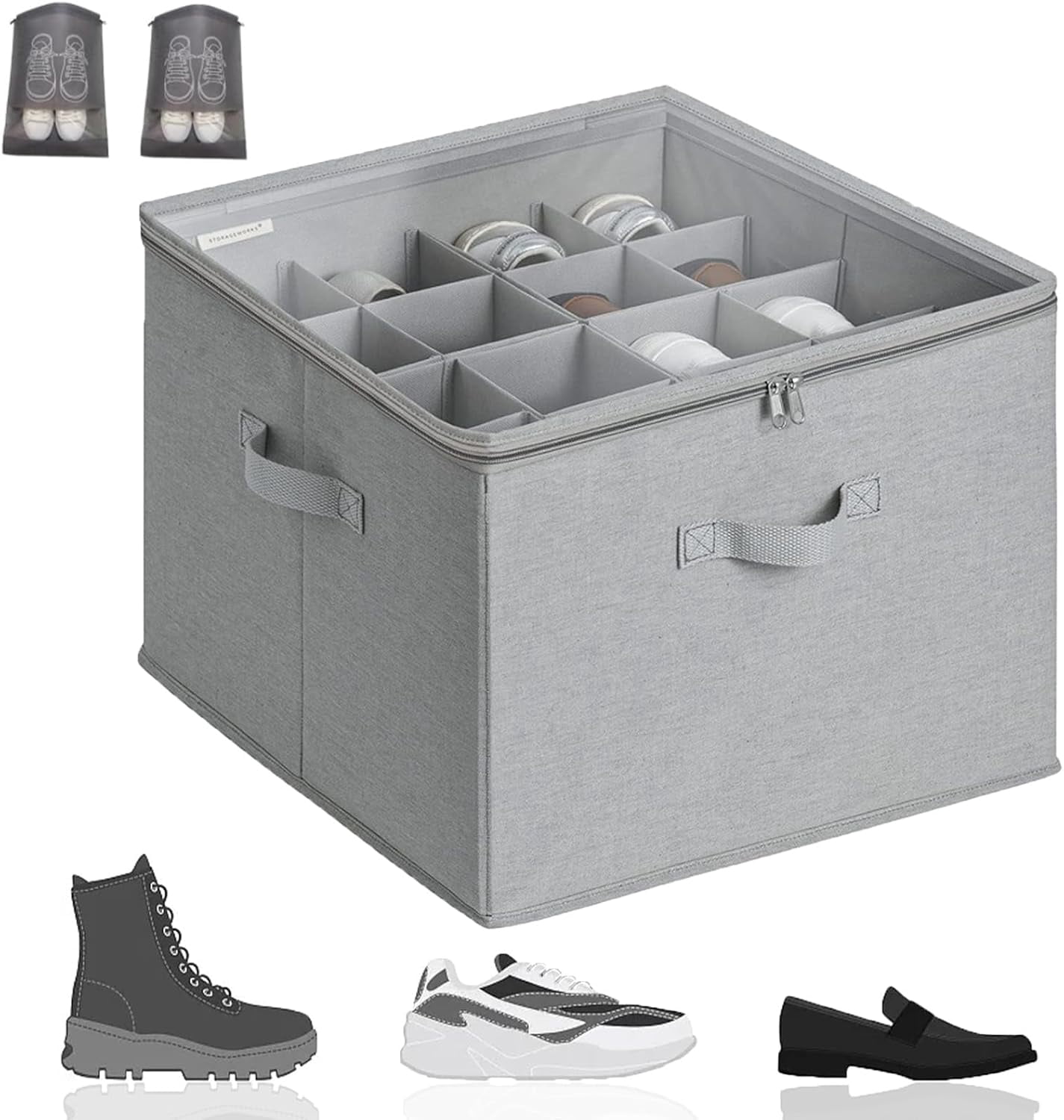 Heels Storage Box Spaciouts Fabric Shoe Organizer Storage Box, Fits up to 16 Pairs,Shoe ...