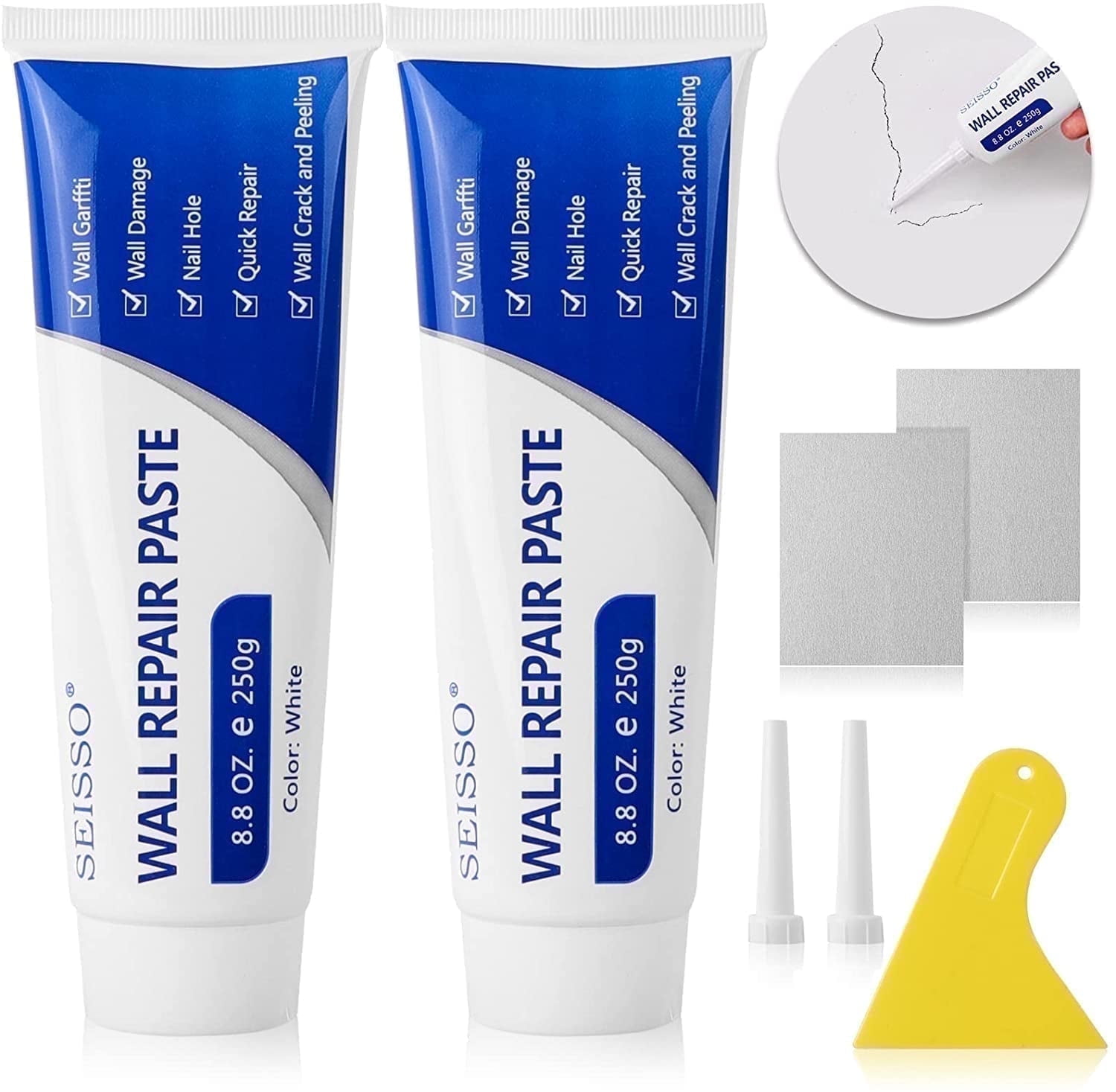 Spackle Wall Fillers Drywall Patch Repair Kit Hole White Repair Paste, Plaster Dent Repair Mending Agent 8.8 oz Each FU0619 2 Count