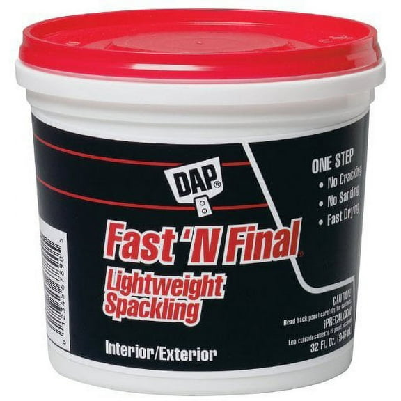 DAP Fast 'n Final Lightweight Spackle - Durable, White - 32 oz