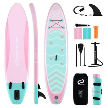 Spaco 10 Feet Inflatable Stand up Paddle Board, Paddle Board with 3 Fins and Adjustable Paddle-S, Versatile Paddle Board for Outdoor, Pink