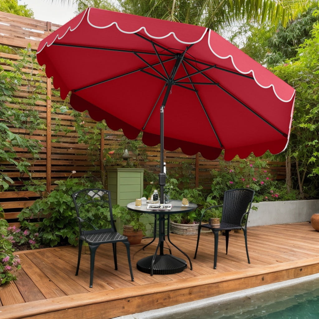 Spaco 10 Feet Patio Umbrella Outdoor Market Umbrella with Crank Tilt Adjustment, Outdoor Shade, Wine
