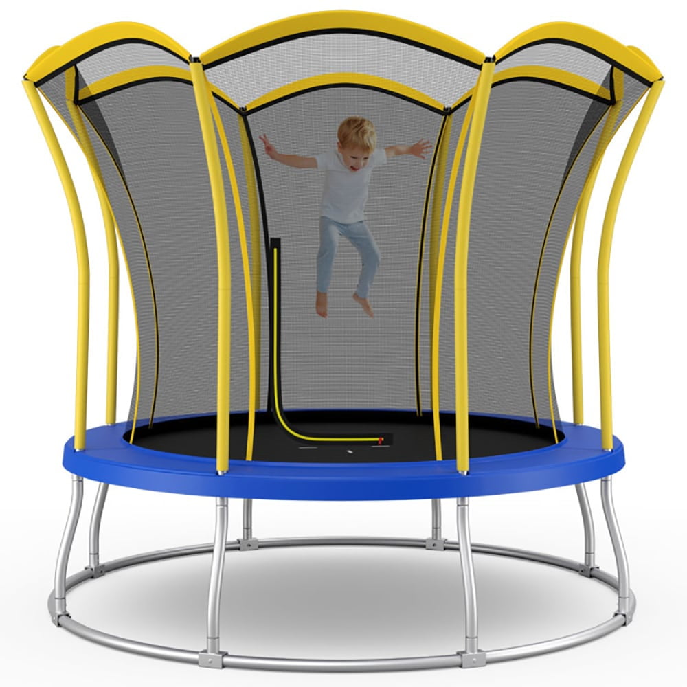 Spaco 10 Feet Unique Flower Shape Trampoline with Galvanized Steel Frame-Yellow, Bounce Trampoline for Outdoor as Garden, Park
