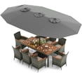 thumbnail image 1 of Spaco 10 Pieces Patio Wicker Dining Set, Table with 15 Feet Double-Sided Patio Umbrella, Dining Set for Outdoor, Gray, 1 of 11