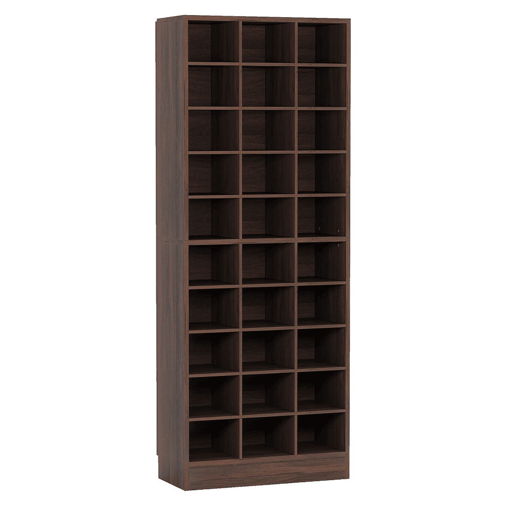 Spaco 10-Tier Shoe Cabinet, Wooden Shoe Storage Rack with 30 Cubbies, 0.6" Thick Engineered Wood Cabinet for Indoor as Home, Office, Gray