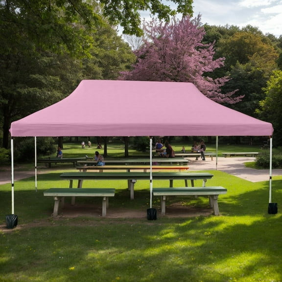 Spaco 10 X 20 FT Pop up Canopy Tent, Foldable and Portable Canopy with Carry Bag for Patio, Garden, Backyard, Pink