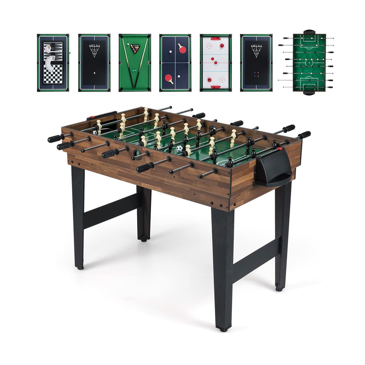 Spaco 10-in-1 Multi-Game Table, 50-inch, Foosball, Chess, Backgammon, Party Game, Brown
