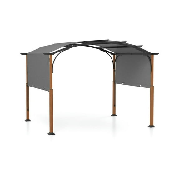Spaco 10 x 12 FT Outdoor Retractable Pergola with Retractable Canopy for Patio-Gray, Gazebo for Patio Deck Garden and Beach