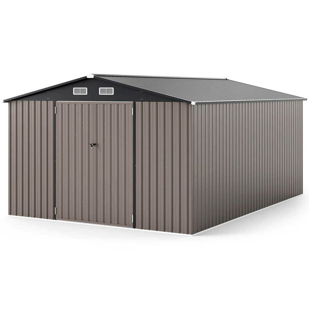 Improved Storage Structures Spaco 10 x 14 FT Outdoor Storage Shed with Improved Windproof Metal ...
