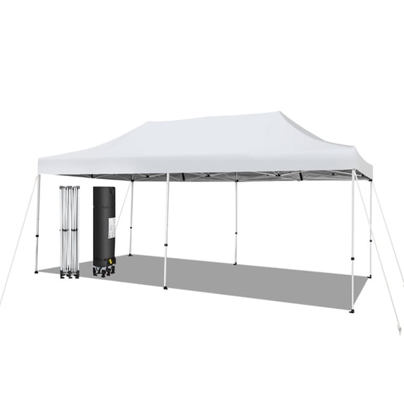 Spaco 10 x 20 Feet Outdoor Pop-Up Patio Folding Canopy Tent-White, Party Tent for Outside Party Waterproof Tent BBQ Shelter