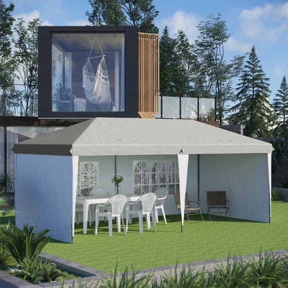 Spaco 10' x 20' Pop Up Canopy party Tent with 4 Sidewalls , White, Outdoor Party Event Tents