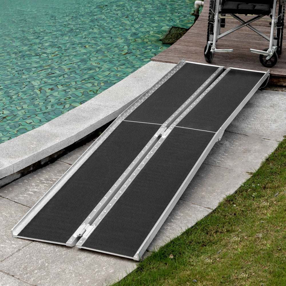 Outside Ramp Spaco 10FT Wheelchair Ramp, Folding Aluminum Threshold Ramp with Non ...