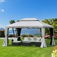 thumbnail image 1 of Spaco 10Ft x 13Ft Patio Gazebo-Gray, Easy Up Screened Canopy for Patio and Backyard, Easy Set-up Outdoor Gazebo, 1 of 8