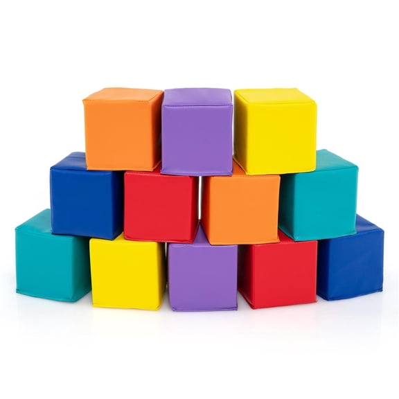 Spaco 12-Piece Soft Foam Building Blocks, Colorful, Waterproof Cover, Multicolor