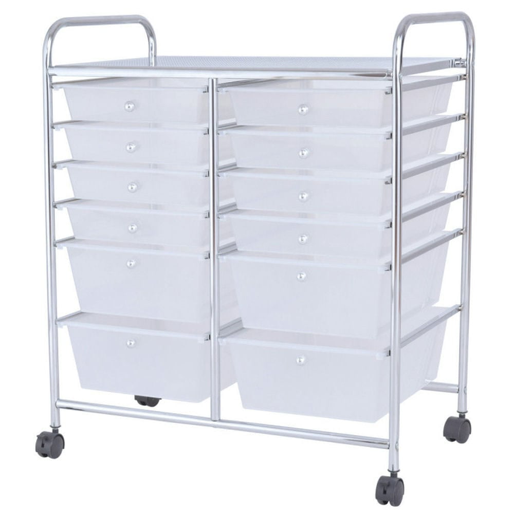 Spaco 12 Storage Drawer Organizer Bins Rolling Cart, Craft Organizers and Storage, Multipurpose Organizer Cart for Home, Office, School
