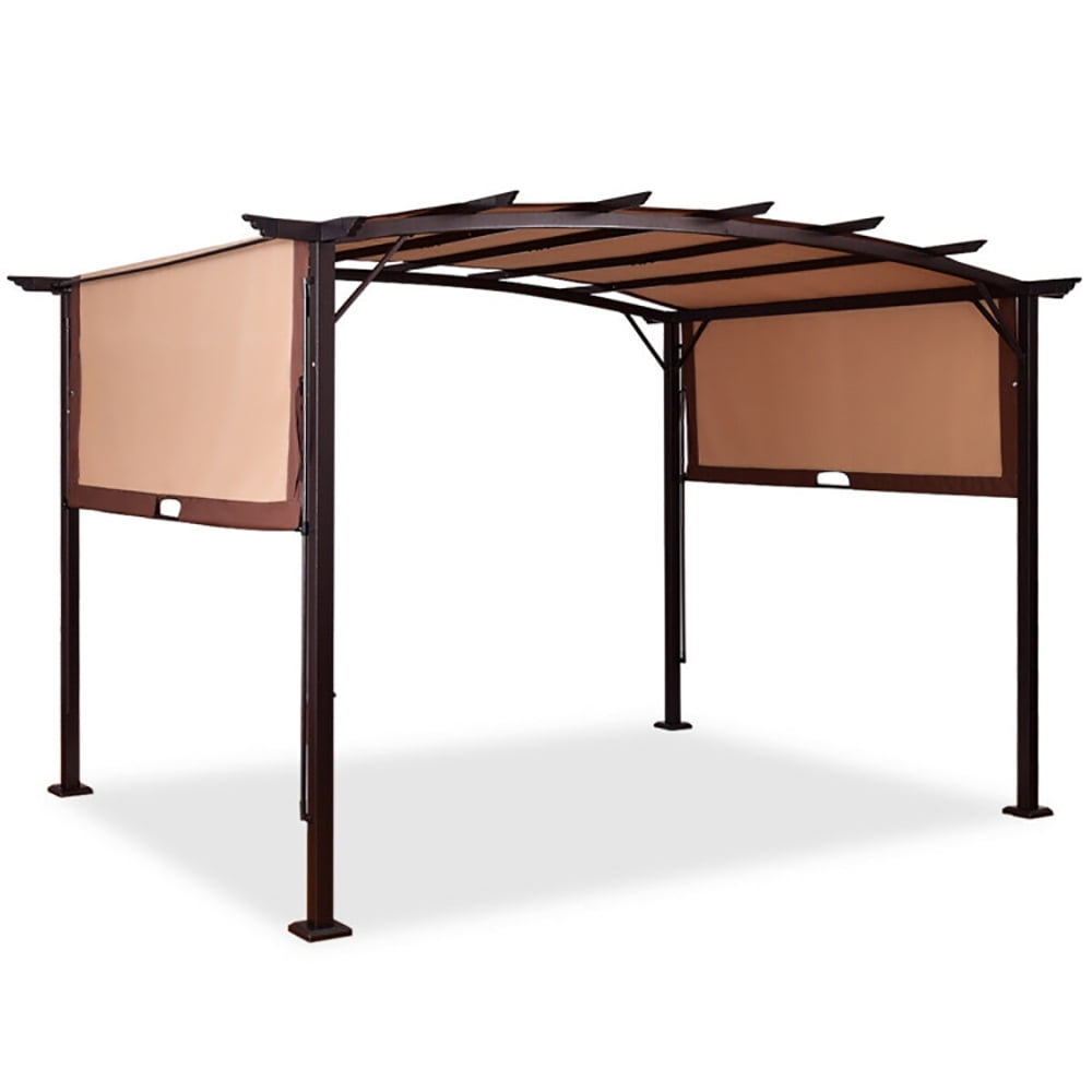 Spaco 12 x 9 Feet Outdoor Pergola Gazebo with Retractable Canopy Shades for Patio Garden Outdoor BBQ Roof Cover Grill Shelter