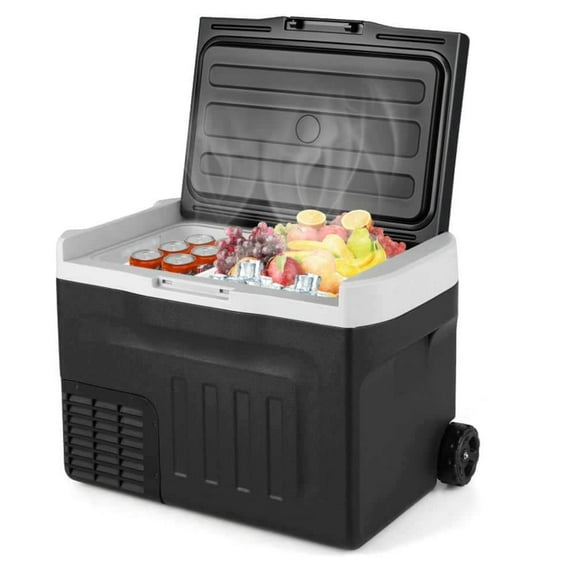 Spaco 12V Car Refrigerator 32QT with Touch Panel and Removable Divider-M, Camping Cooler for Patio, Garden, Backyard, Black