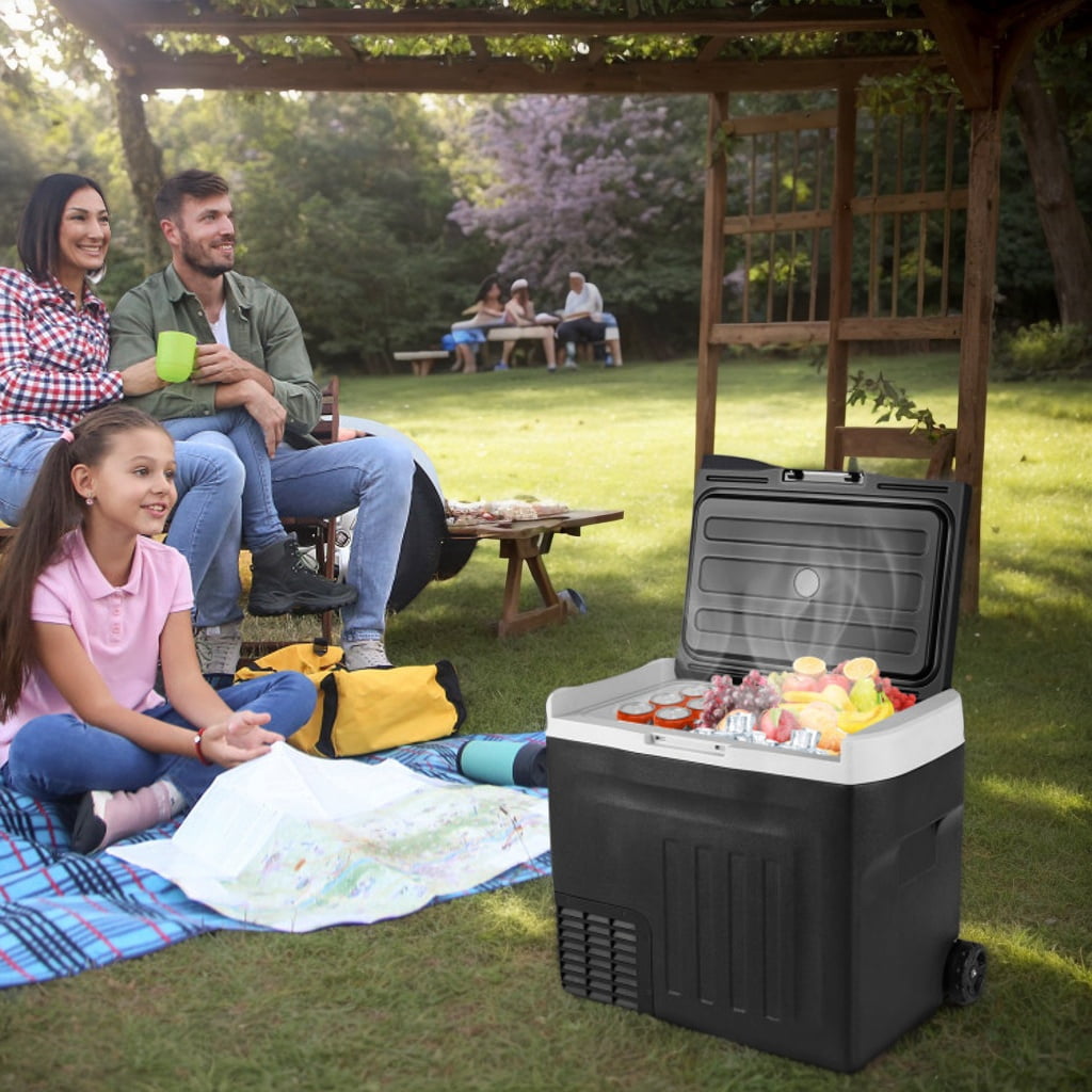 Spaco 12V Car Refrigerator 42QT with Touch Panel and Removable Divider-L, Camping Cooler for Patio, Garden, Backyard, Black