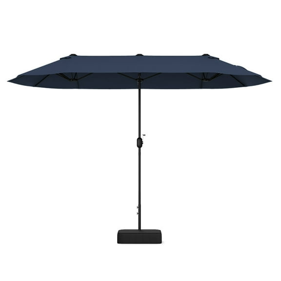 Spaco 13 Feet Double-Sided Patio Twin Table Umbrella with Crank Handle-Navy, Patio Offset Umbrella with Easy Tilt Adjustment, Outdoor Cantilever Hanging Umbrella