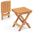 thumbnail image 1 of Spaco 14 Inch Compact Folding Side Table with Stable Triangular Structure, Foldable Side Table with Slatted Tabletop, Versatile Side Table for Outdoor as Garden, Patio, Natural, 1 of 10