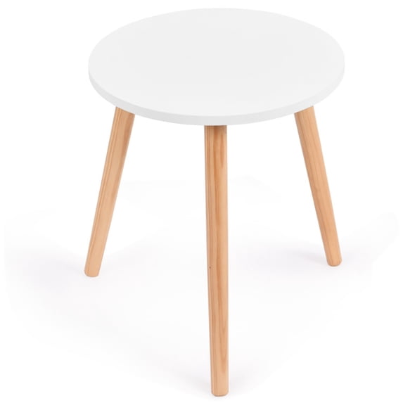 Spaco 16 Inch Modern Round Coffee Table, Stylish Round Table, MDF & Pine Wood Construction, White Color, Ideal for Kitchen or Bedroom