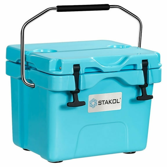 Spaco 16 Quart 24-Can Capacity Portable Insulated Ice Cooler with 2 Cup Holders-Blue, Quart Portable Freezer Electric Cooler Car Refrigerator with Dual Zone