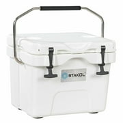 Spaco 16 Quart 24-Can Capacity Portable Insulated Ice Cooler with 2 Cup Holders-White, Quart Portable Freezer Electric Cooler Car Refrigerator with Dual Zone