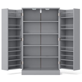 Spaco 17-Tier Kitchen Small Pantry Cabinet with 2 Doors and 6 Adjustable Shelves, Cabinet Pantry, Freestanding 5-Tier Shelving Pantries for Kitchen Storage, Gray