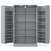 Spaco 17-Tier Kitchen Small Pantry Cabinet with 2 Doors and 6 Adjustable Shelves, Cabinet Pantry, Freestanding 5-Tier Shelving Pantries for Kitchen Storage, Gray