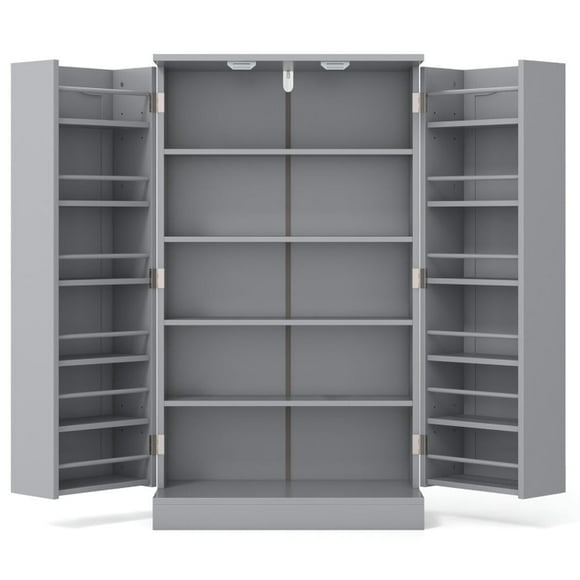 Spaco 17-Tier Kitchen Small Pantry Cabinet with 2 Doors and 6 Adjustable Shelves, Cabinet Pantry, Freestanding 5-Tier Shelving Pantries for Kitchen Storage, Gray