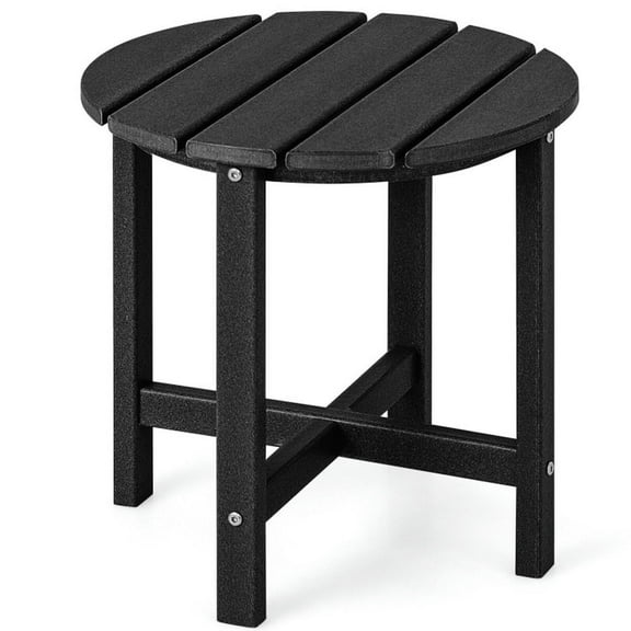 Spaco 18 Inch Round Weather-Resistant Adirondack Side Table, Sun-Protective and Waterproof HDPE Side Table with X-Shaped Structure, Practical Side Table for Outdoor, Black