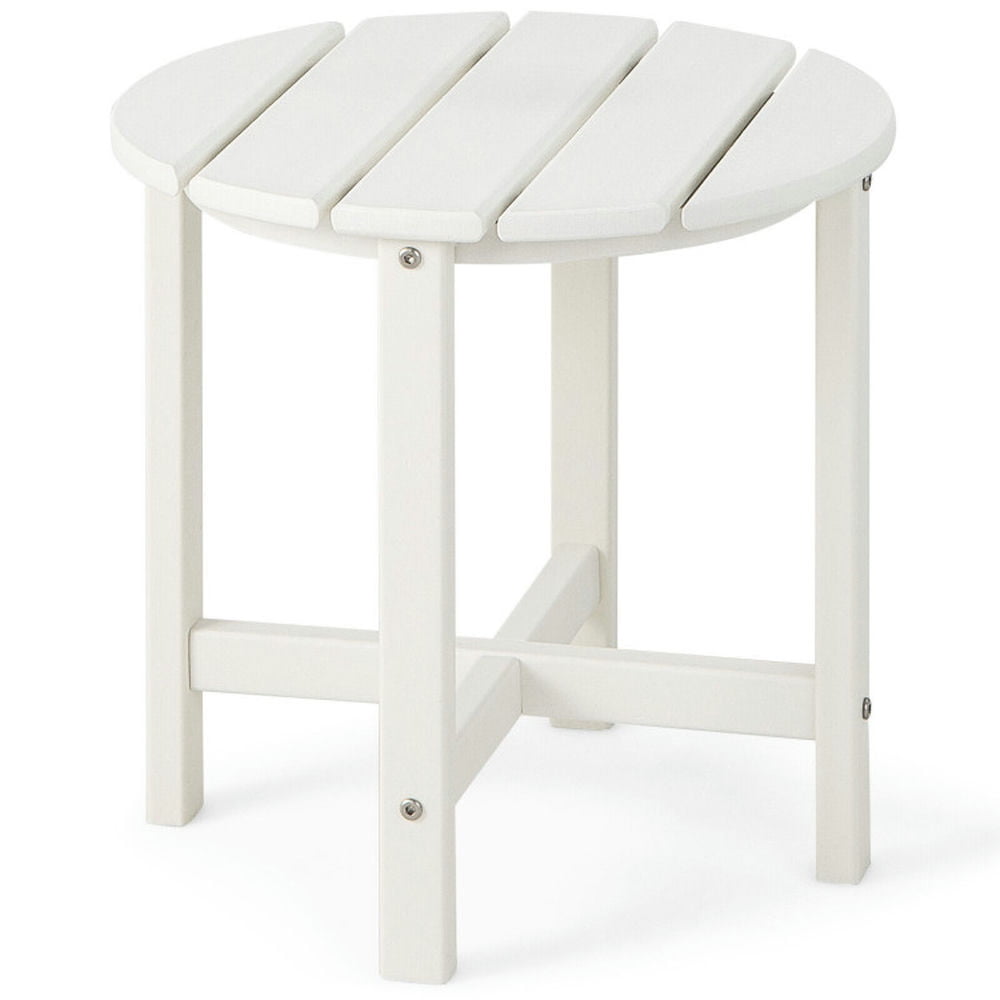 Spaco 18 Inch Round Weather-Resistant Adirondack Side Table, Sun-Protective and Waterproof HDPE Side Table with X-Shaped Structure, Practical Side Table for Outdoor, White Spaco 18 Inch Round Weather-Resistant Adirondack Side Table, Sun-Protective and Waterproof HDPE Side Table with X-Shaped Structure, Practical Side Table for Outdoor, White
