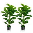 thumbnail image 1 of Spaco 2-Pack Artificial Fiddle Leaf Fig Tree, 2 Packs of Artificial Trees, Fade-Resistant Tree Artificial for Indoor and Outdoor as Living Room, Garden, Green, 1 of 7