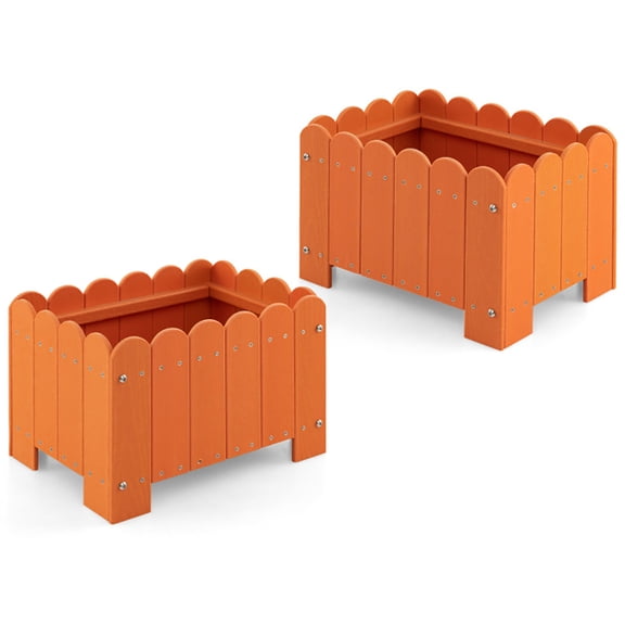 Spaco 2 Pack Rectangular Planter Box with Drainage Gaps for Front Porch Garden Balcony-Orange, Flower Pot Stand for Planter Corner Garden Balcony Patio