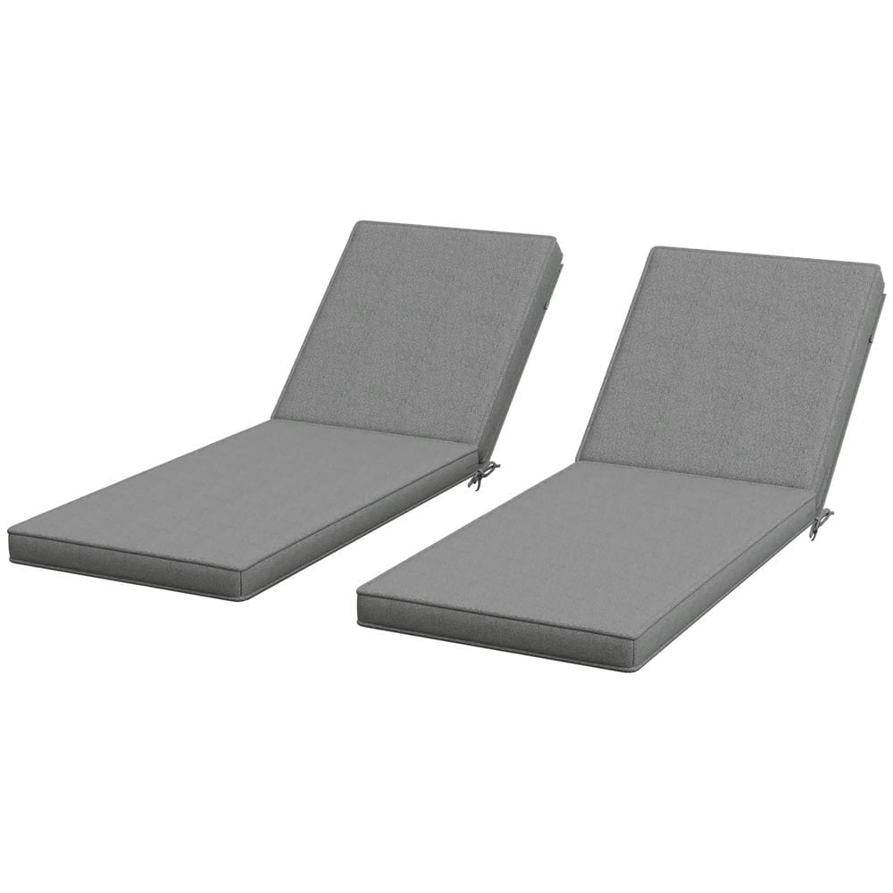 Spaco 2 Patio Chaise Lounge Chair Cushions with Backrests, Replacement Patio Cushions with Ties, Lounge Chair for Outdoor, Gray