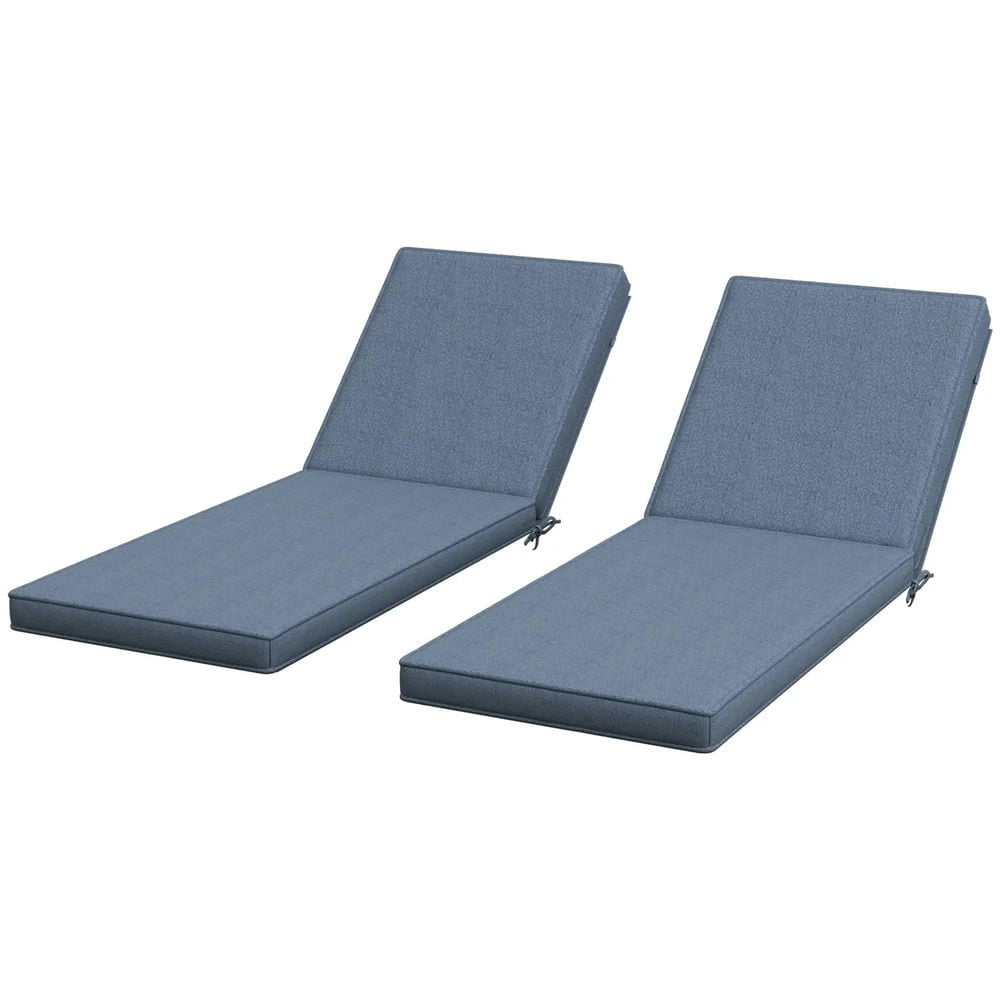 Spaco 2 Patio Chaise Lounge Chair Cushions with Backrests, Replacement Patio Cushions with Ties, Lounge Chair for Outdoor, Sky Blue